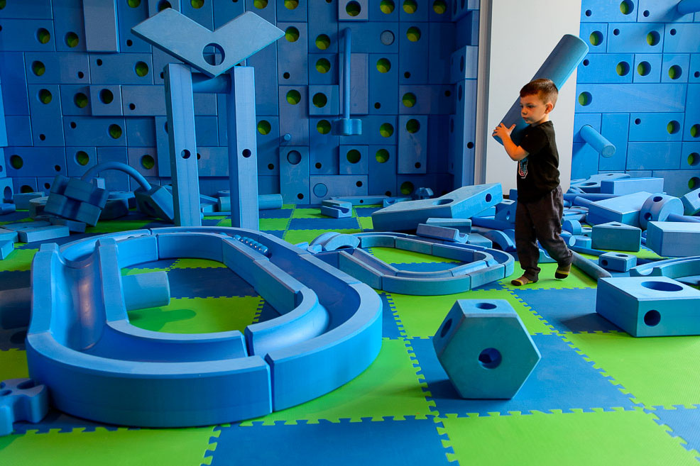 Trent Nelson | The Salt Lake Tribune
Keagon Varney plays in the new Imagination Playground Block Party at Discovery Gateway Children's Museum in Salt Lake City, Thursday October 1, 2015.