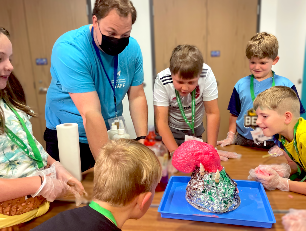 Kids experimenting with Salt Dough Volcano in Summer Camp